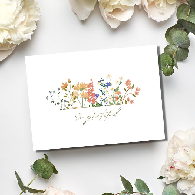 Summer Widlflower Boho Wedding Thank You  Card (Creator Uploaded)