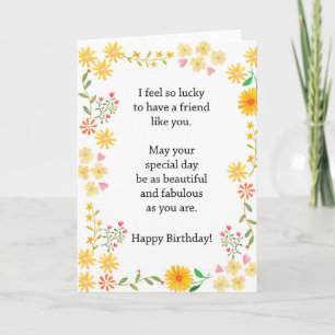 Summer Wild Flowers pretty best friend birthday Card