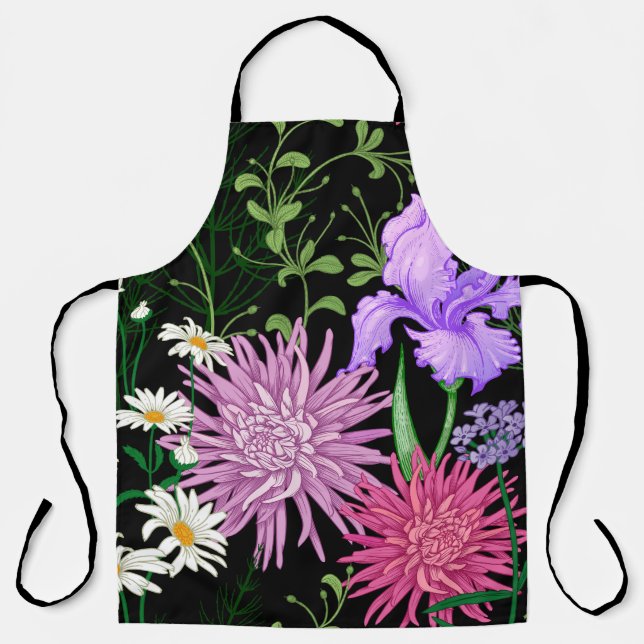 Summer Wild Flowers Seamless Sketch Apron (Front)