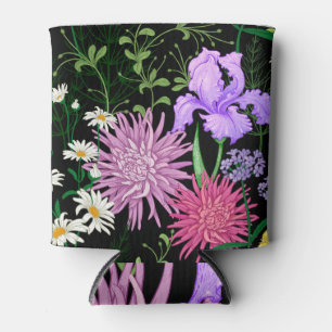 Summer Wild Flowers Seamless Sketch Can Cooler
