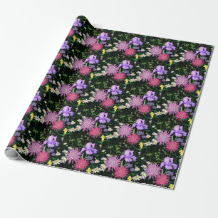 Summer Wild Flowers Seamless Sketch Wrapping Paper