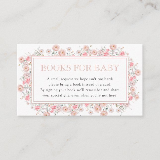 Summer Wildflower Baby Shower Books for Baby Enclosure Card (Front)