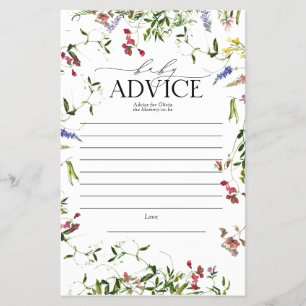Summer Wildflower Baby Shower Parent Advice Flyer