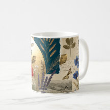 Summer Wildflower Bee Botanical Collage Mug