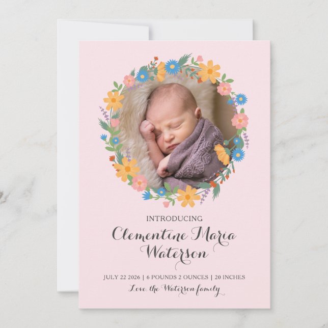 Summer Wildflower Birth Announcement (Front)