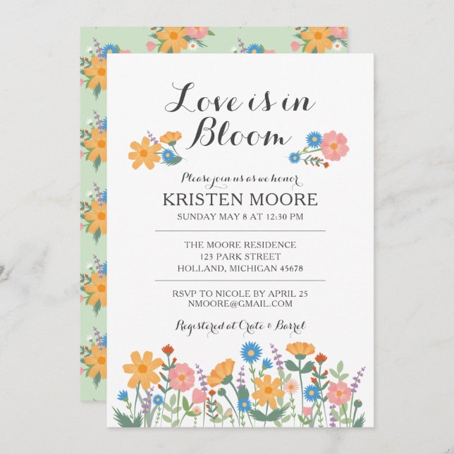 Summer Wildflower Bridal Shower Invitation (Front/Back)