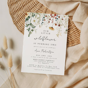 Summer Wildflower Field 2nd Birthday Invitation