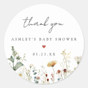 Summer Wildflower Field Baby Shower Classic Round Sticker
