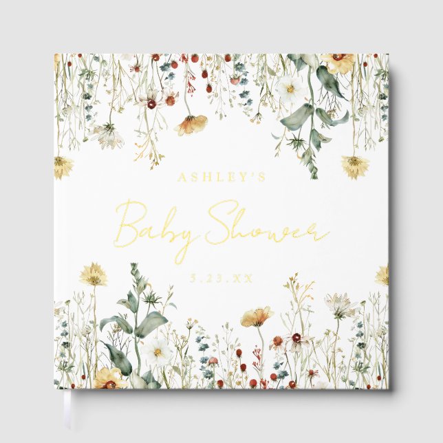 Summer Wildflower Field Baby Shower Guest Book (Front)