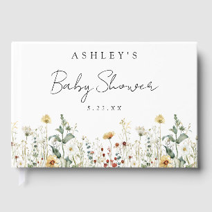 Summer Wildflower Field Baby Shower Guest Book