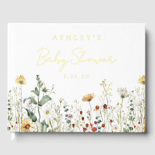Summer Wildflower Field Baby Shower Guest Book