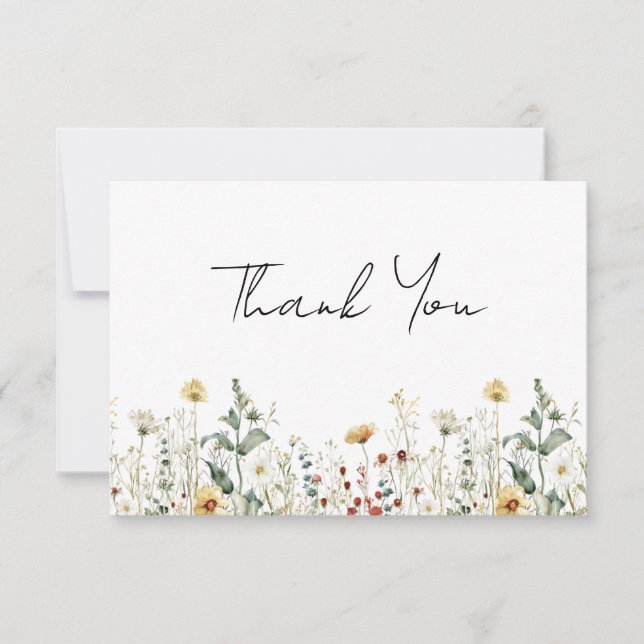 Summer Wildflower Field Baby Shower Thank You Card (Front)