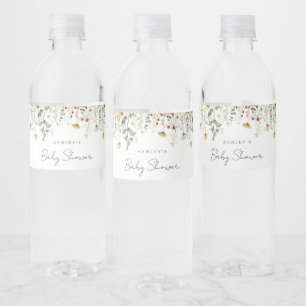 Summer Wildflower Field Baby Shower Water Bottle Label