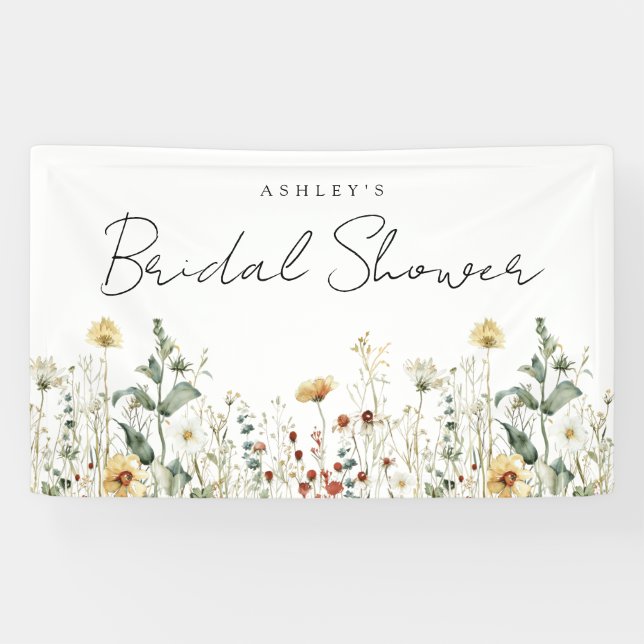 Summer Wildflower Field Bridal Shower Banner (Horizontal)