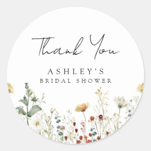 Summer Wildflower Field Bridal Shower Classic Round Sticker