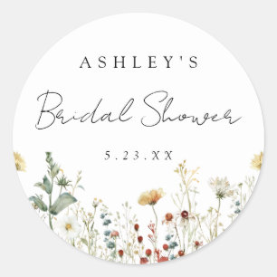 Summer Wildflower Field Bridal Shower Classic Round Sticker