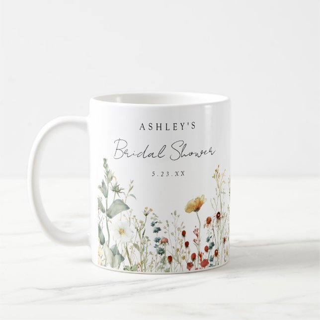 Summer Wildflower Field Bridal Shower Favour Coffee Mug (Left)