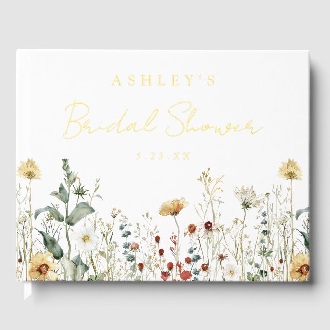 Summer Wildflower Field Bridal Shower Guest Book (Front)
