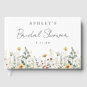 Summer Wildflower Field Bridal Shower Guest Book
