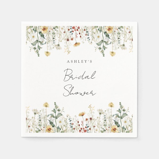 Summer Wildflower Field Bridal Shower Napkin (Front)