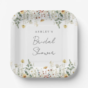 Summer Wildflower Field Bridal Shower Paper Plate