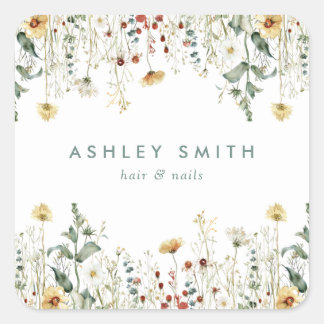 Summer Wildflower Field Business Square Sticker