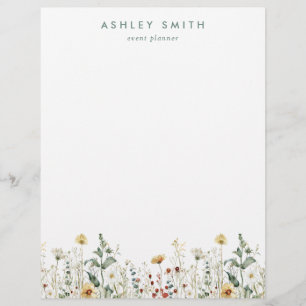 Summer Wildflower Field Custom Letterhead