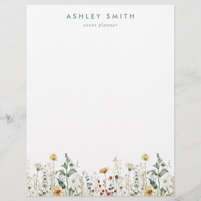 Summer Wildflower Field Custom Letterhead (Front)