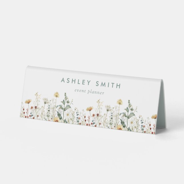 Summer Wildflower Field Desk Name Plate (Front)