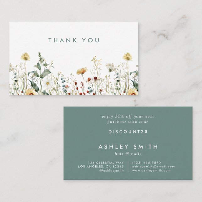Summer Wildflower Field Discount Card (Front/Back)