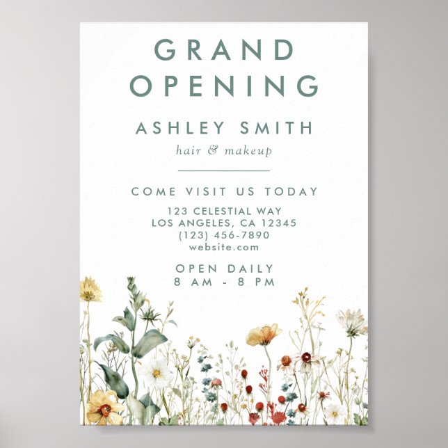 Summer Wildflower Field Grand Opening Poster (Front)