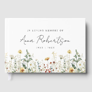 Summer Wildflower Field In Loving Memory Funeral Guest Book