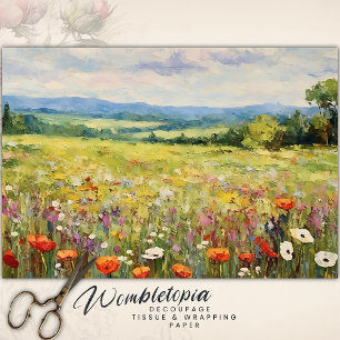 Summer Wildflower Field Oil Painting Decoupage Tissue Paper