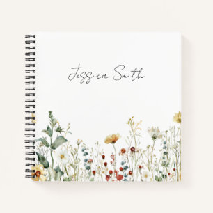 Summer Wildflower Field Personalised Notebook
