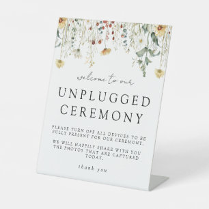 Summer Wildflower Field Unplugged Ceremony Wedding Pedestal Sign