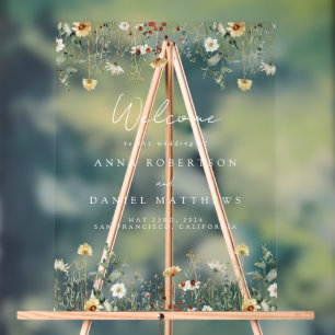 Summer Wildflower Field Wedding Acrylic Sign
