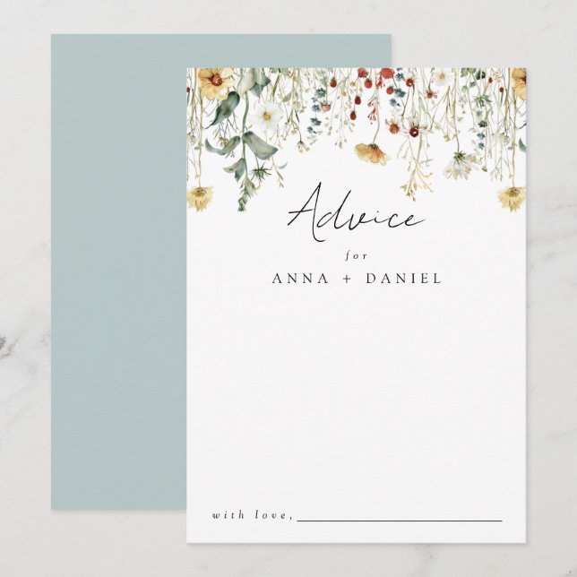 Summer Wildflower Field Wedding Advice Card (Front/Back)