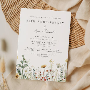 Summer Wildflower Field Wedding Anniversary Invitation