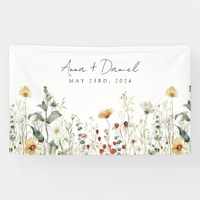Summer Wildflower Field Wedding Banner (Horizontal)