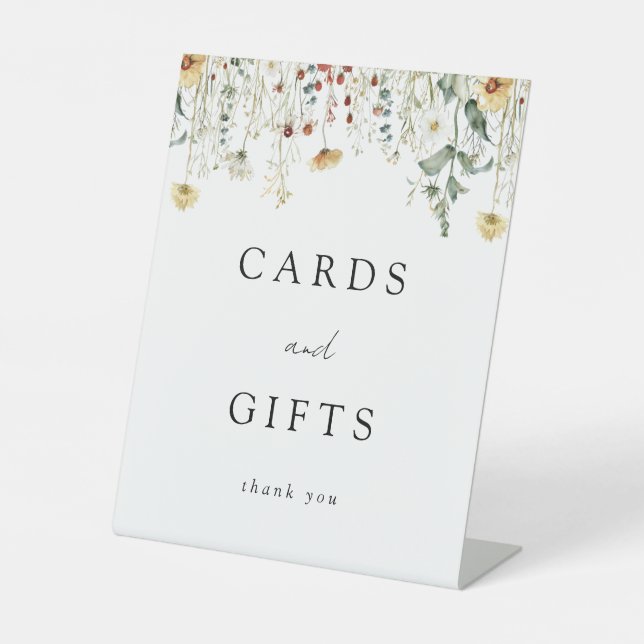 Summer Wildflower Field Wedding Cards and Gifts Pedestal Sign (Front)