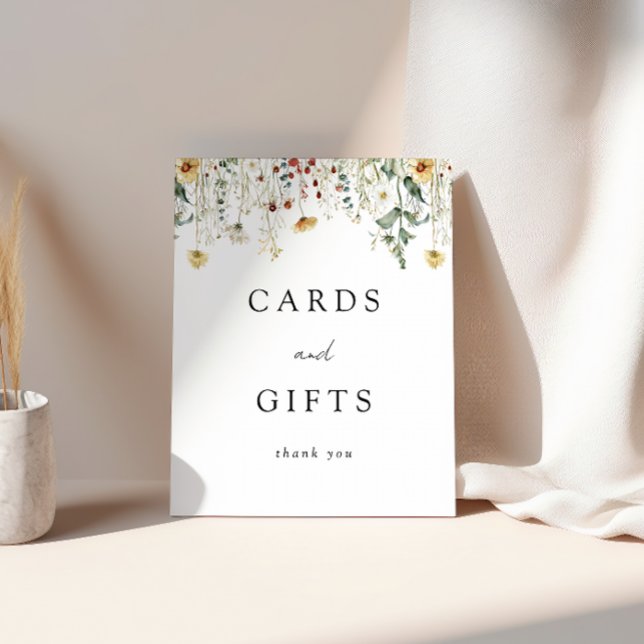 Summer Wildflower Field Wedding Cards and Gifts Pedestal Sign (Creator Uploaded)