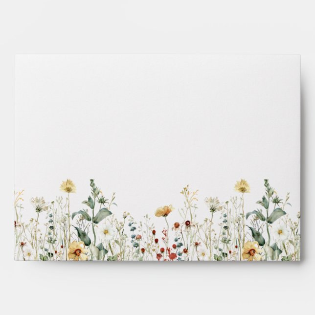 Summer Wildflower Field Wedding Envelope (Front)