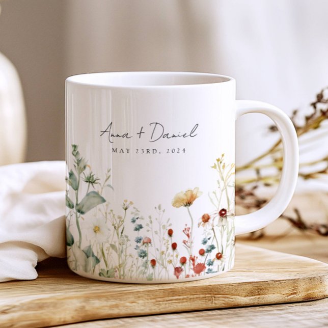 Summer Wildflower Field Wedding Favour Coffee Mug (Creator Uploaded)