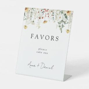 Summer Wildflower Field Wedding Favours Pedestal Sign