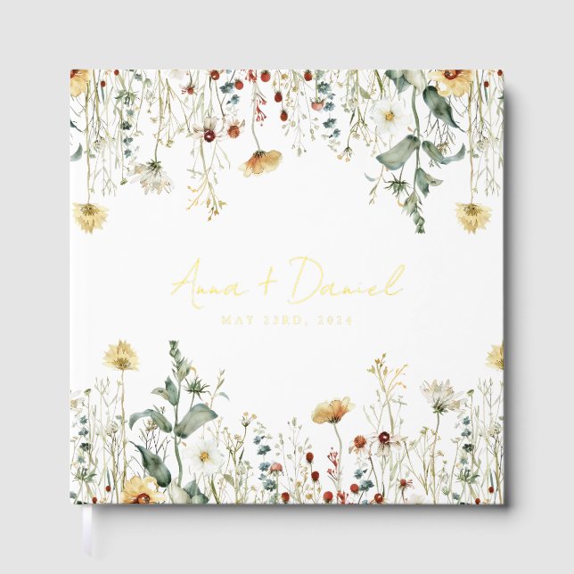 Summer Wildflower Field Wedding Guest Book (Front)