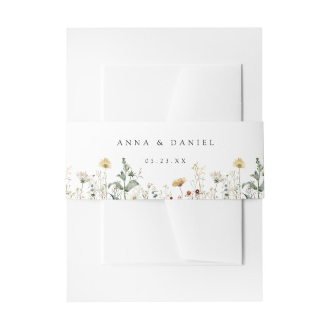 Summer Wildflower Field Wedding Invitation Belly Band (Front Example)
