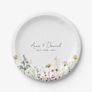 Summer Wildflower Field Wedding Paper Plate