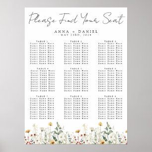 Summer Wildflower Field Wedding Seating Chart