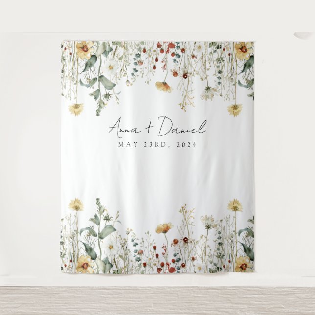 Summer Wildflower Field Wedding Tapestry (Front)