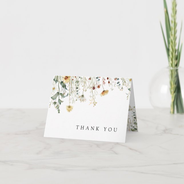 Summer Wildflower Field Wedding Thank You Card (Front)